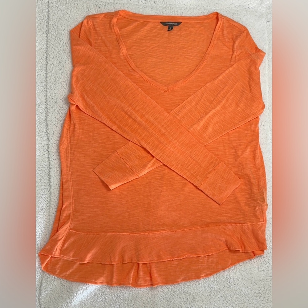 Banana Republic Orange V-Neck Long Sleeve Top